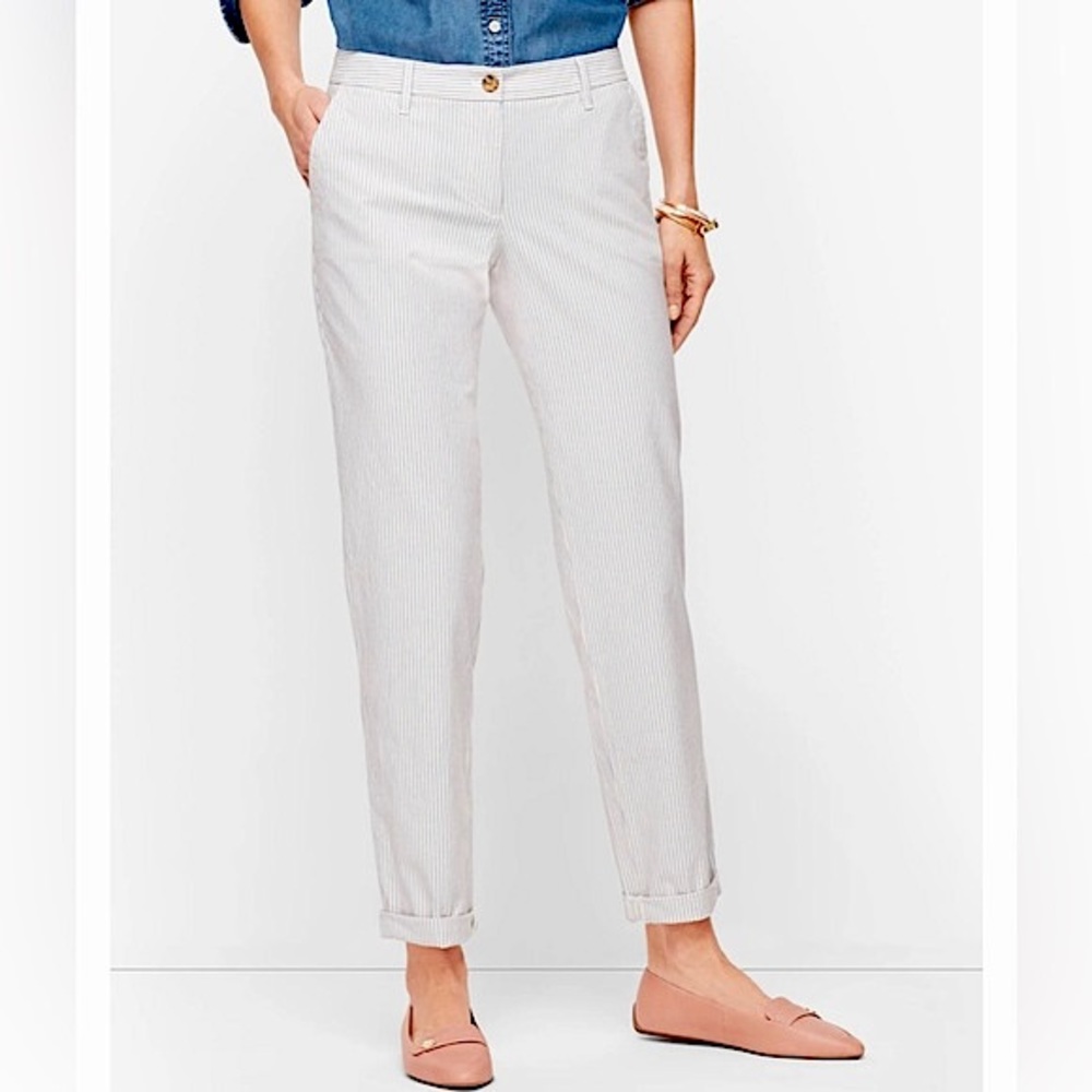Talbots Stripe Relaxed Chino Ankle Pant 18WP